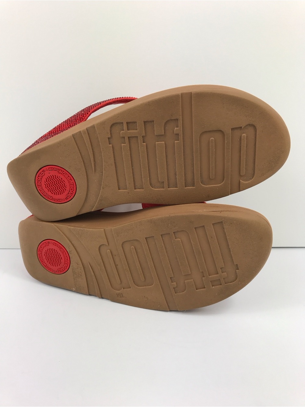 FITFLOP Isabelle Red Rhinestone  Platform Wedge Thong Sandals US 9 / EU 41 - Picture 8 of 9